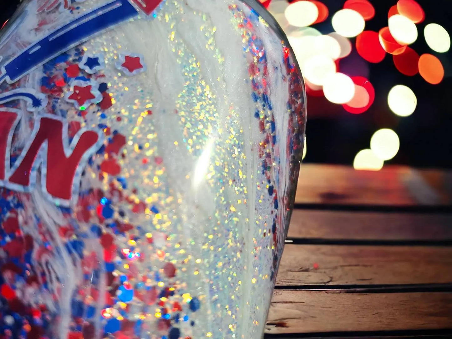 All American Girl | Personalized Glitter Tumbler Woodsy What Knots