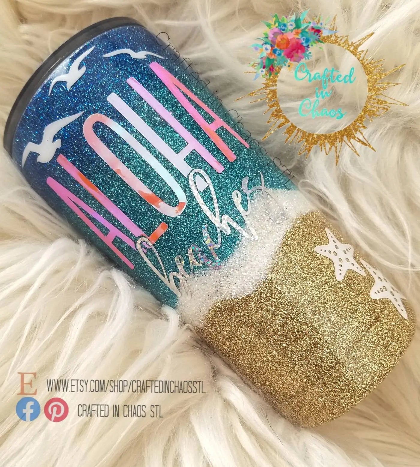 Aloha Beaches | Personalized Glitter Tumbler Woodsy What Knots