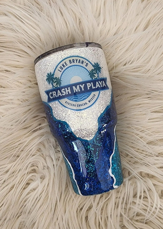 Beach Geode Tumbler | Personalized Glitter Tumbler Woodsy What Knots