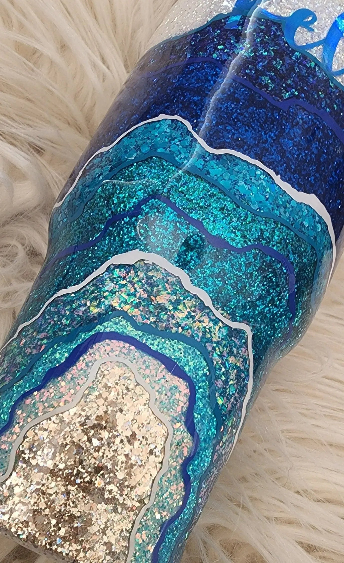 Beach Geode Tumbler | Personalized Glitter Tumbler Woodsy What Knots