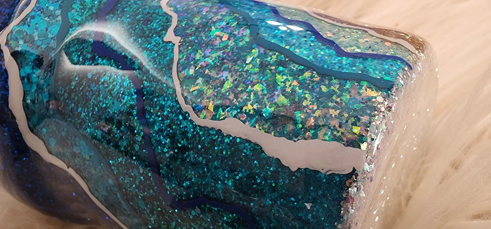 Beach Geode Tumbler | Personalized Glitter Tumbler Woodsy What Knots