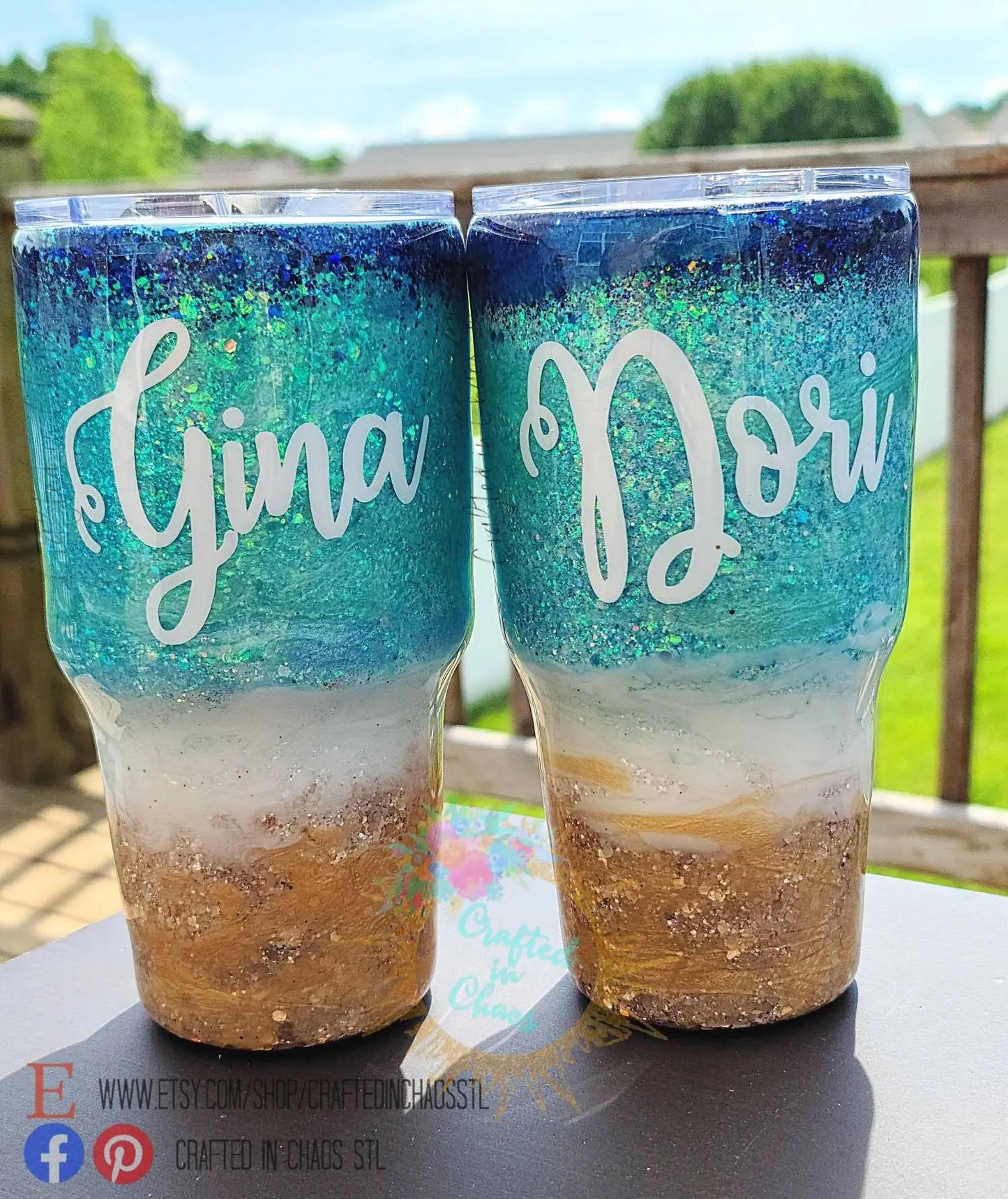 Beach Please | Personalized Glitter Tumbler Woodsy What Knots