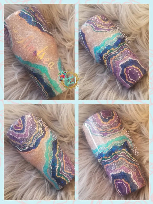 Blue & Purple Geode Tumbler | Personalized Geode Tumbler Woodsy What Knots