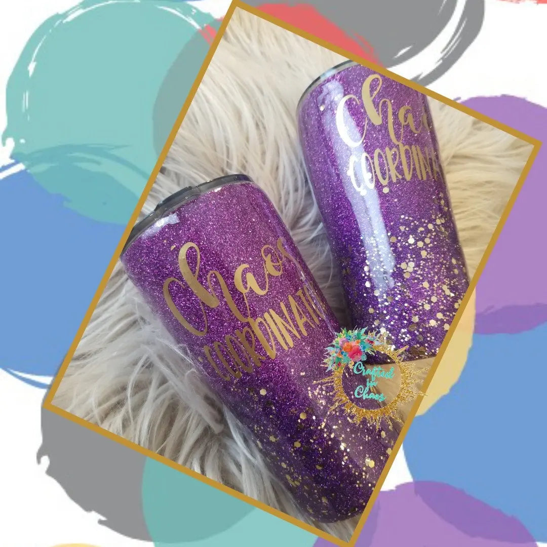 Chaos Coordinator | Personalized Glitter Tumbler Woodsy What Knots