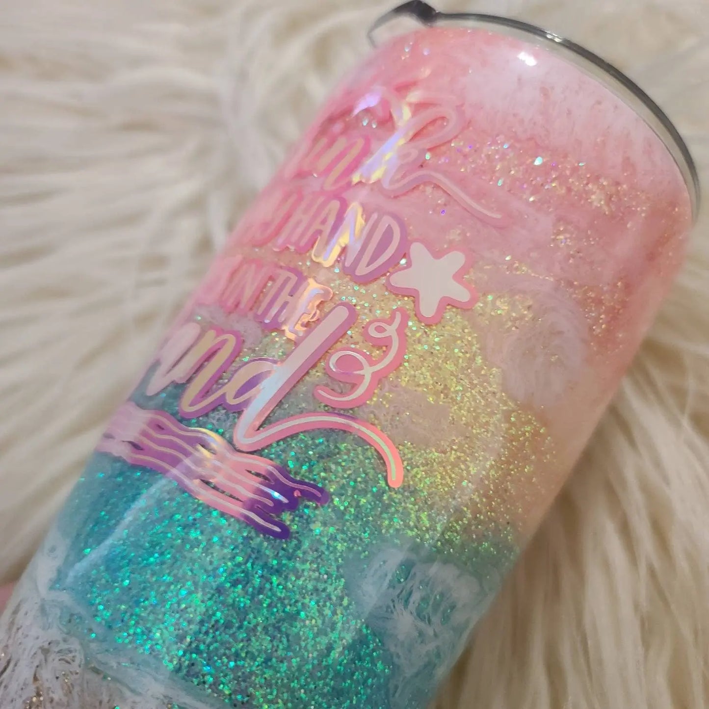 Drink in my Hand, Toes in the Sand | Personalized Glitter Tumbler Woodsy What Knots