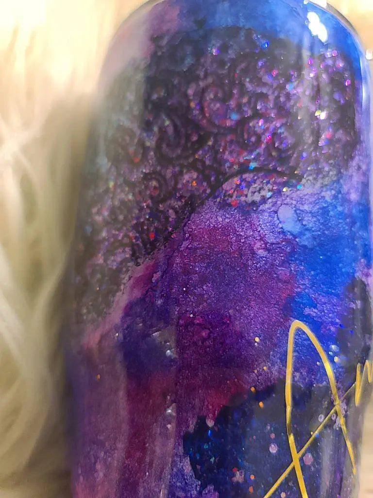 Glittered Geode and Lace Tumbler | Personalized Glitter Tumbler Woodsy What Knots