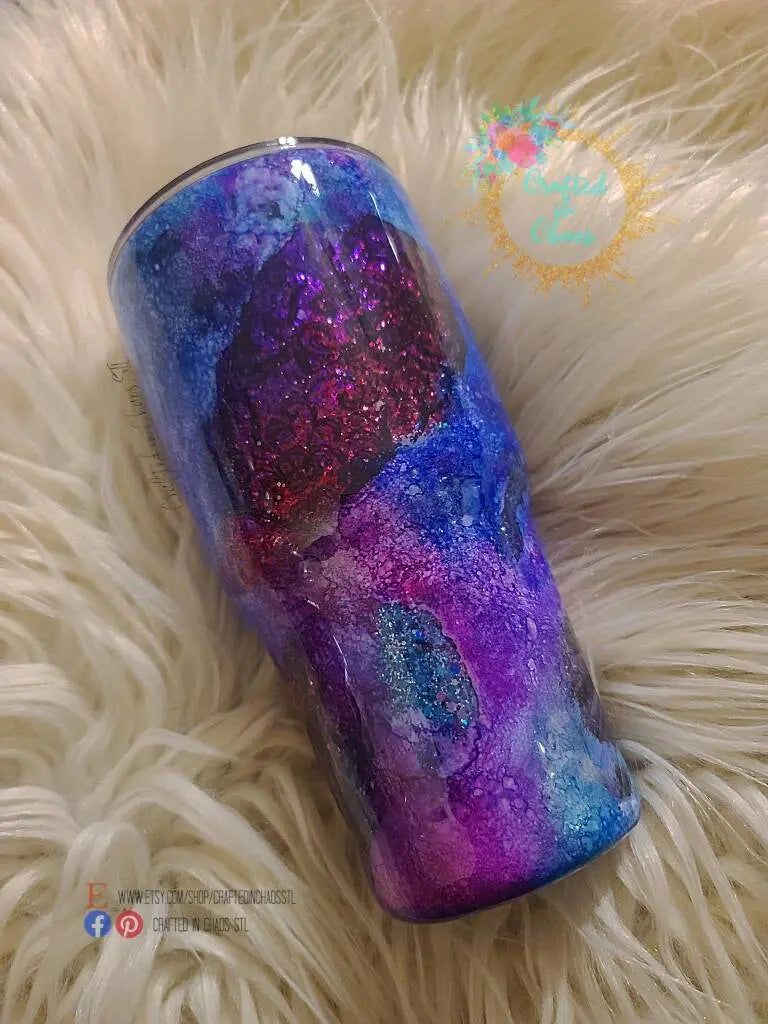Glittered Geode and Lace Tumbler | Personalized Glitter Tumbler Woodsy What Knots