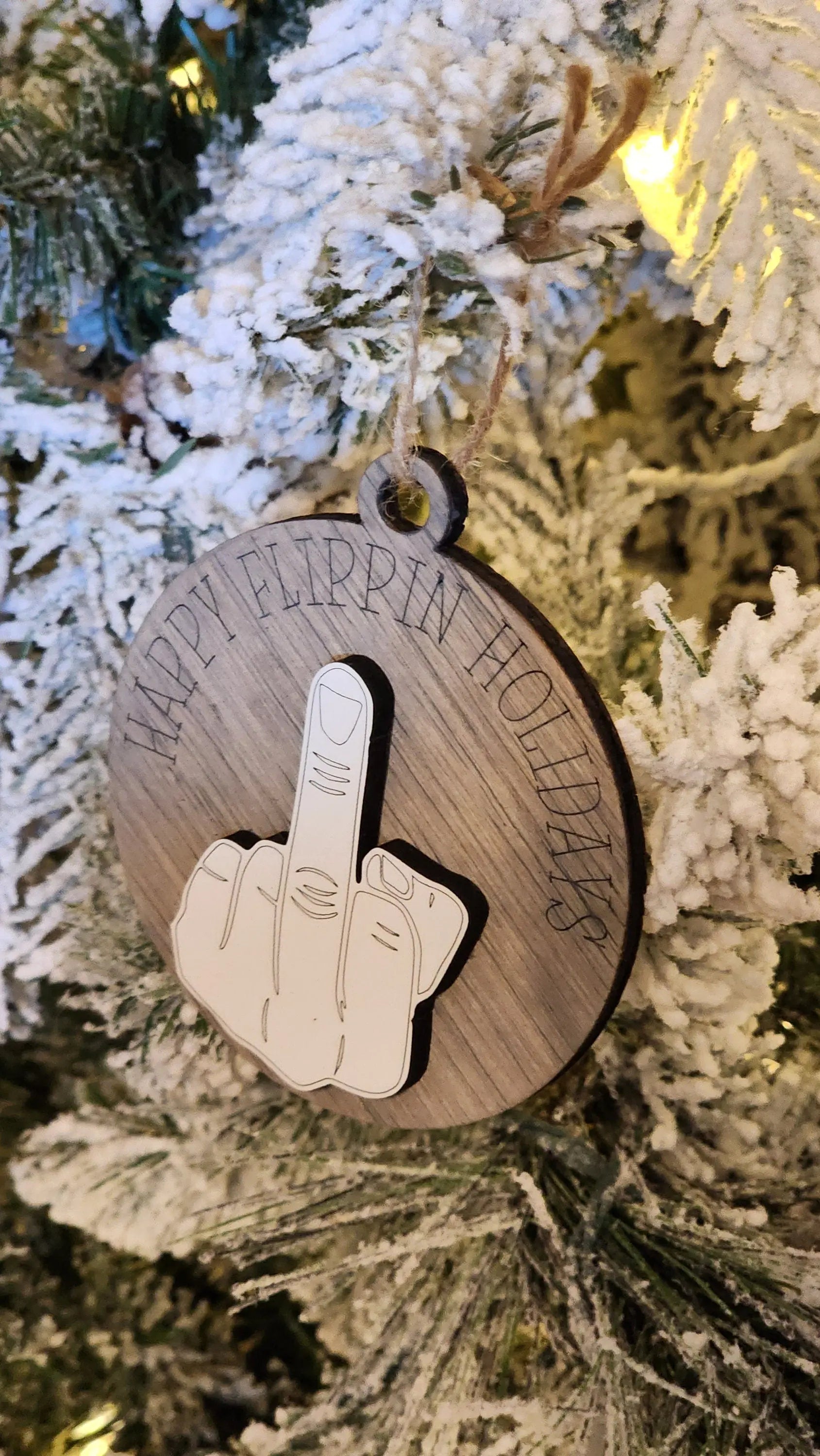 Happy Flippin' Holidays| Funny Ornament Woodsy What Knots