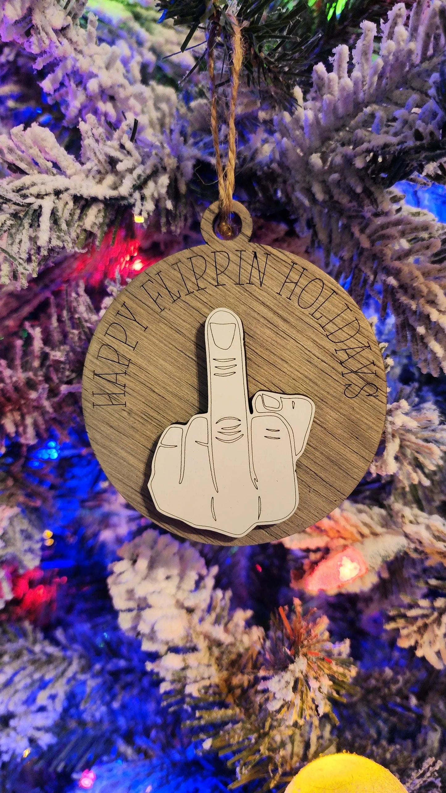 Happy Flippin' Holidays| Funny Ornament Woodsy What Knots