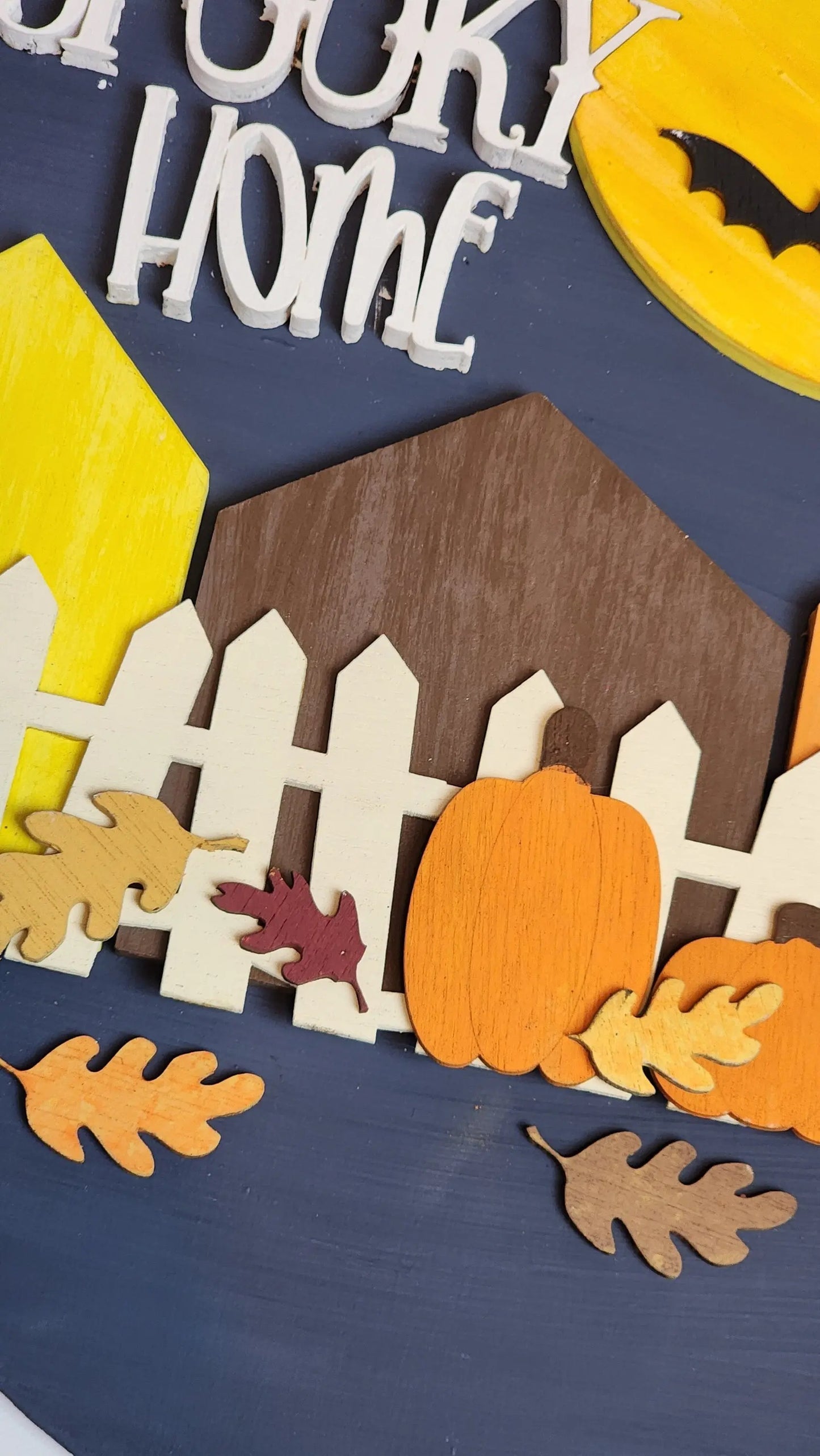 Home Spooky Home - Round Door Greeting Sign Woodsy What Knots