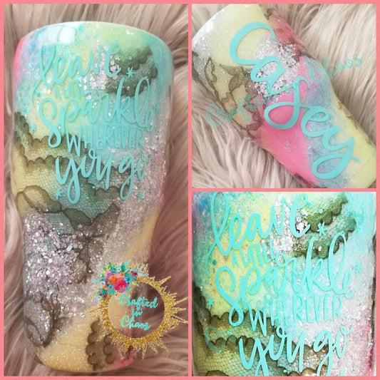 Leave A Little Sparkle Wherever You Go | Personalized Tumbler Woodsy What Knots
