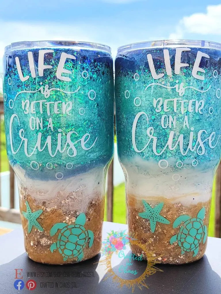 Life is Better on a Cruise |  Personalized Glitter Tumbler Woodsy What Knots