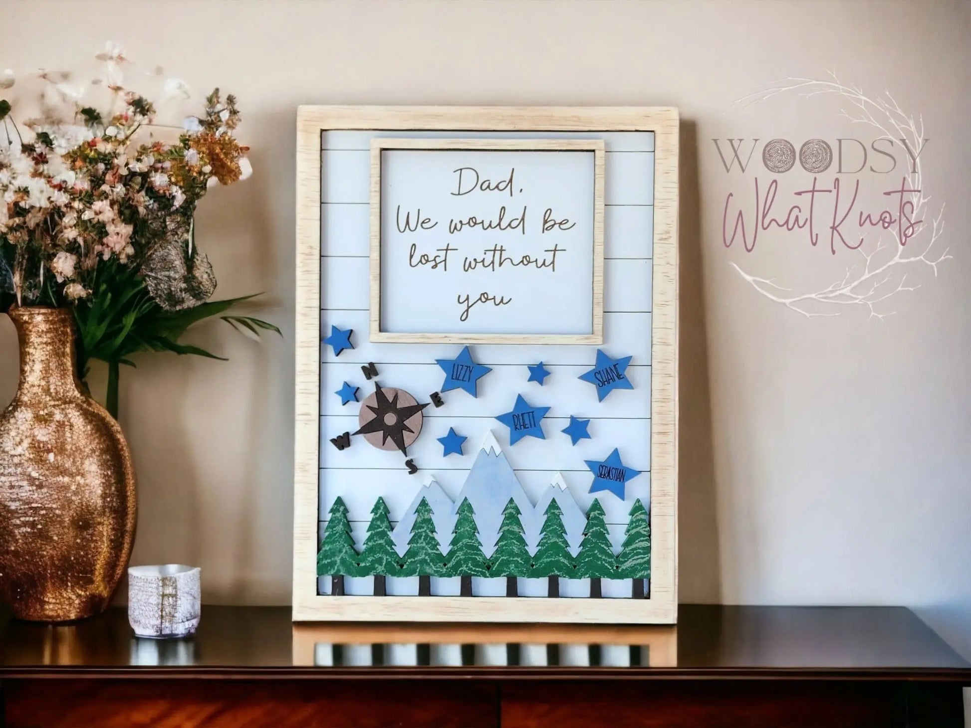 Lost Without You - Framed Father's Day Sign Woodsy What Knots