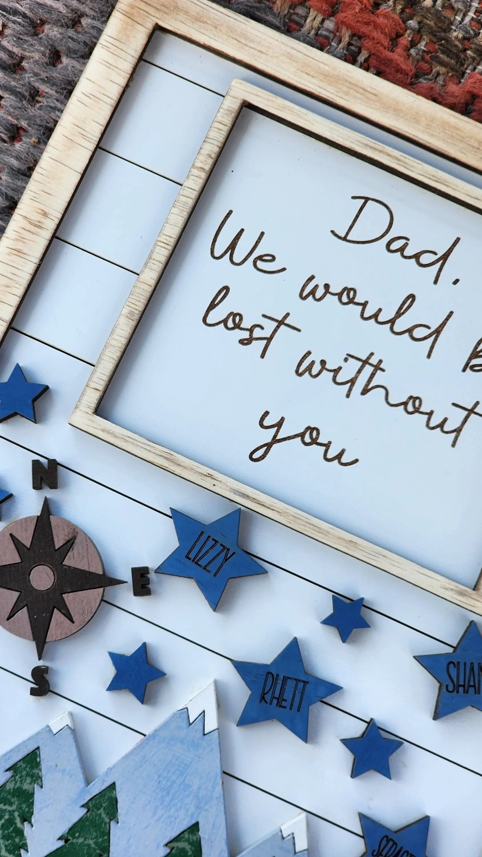 Lost Without You - Framed Father's Day Sign Woodsy What Knots