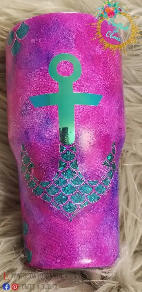 Mermaid Scales Tumbler w/Anchor |  Custom Beach Tumbler Woodsy What Knots