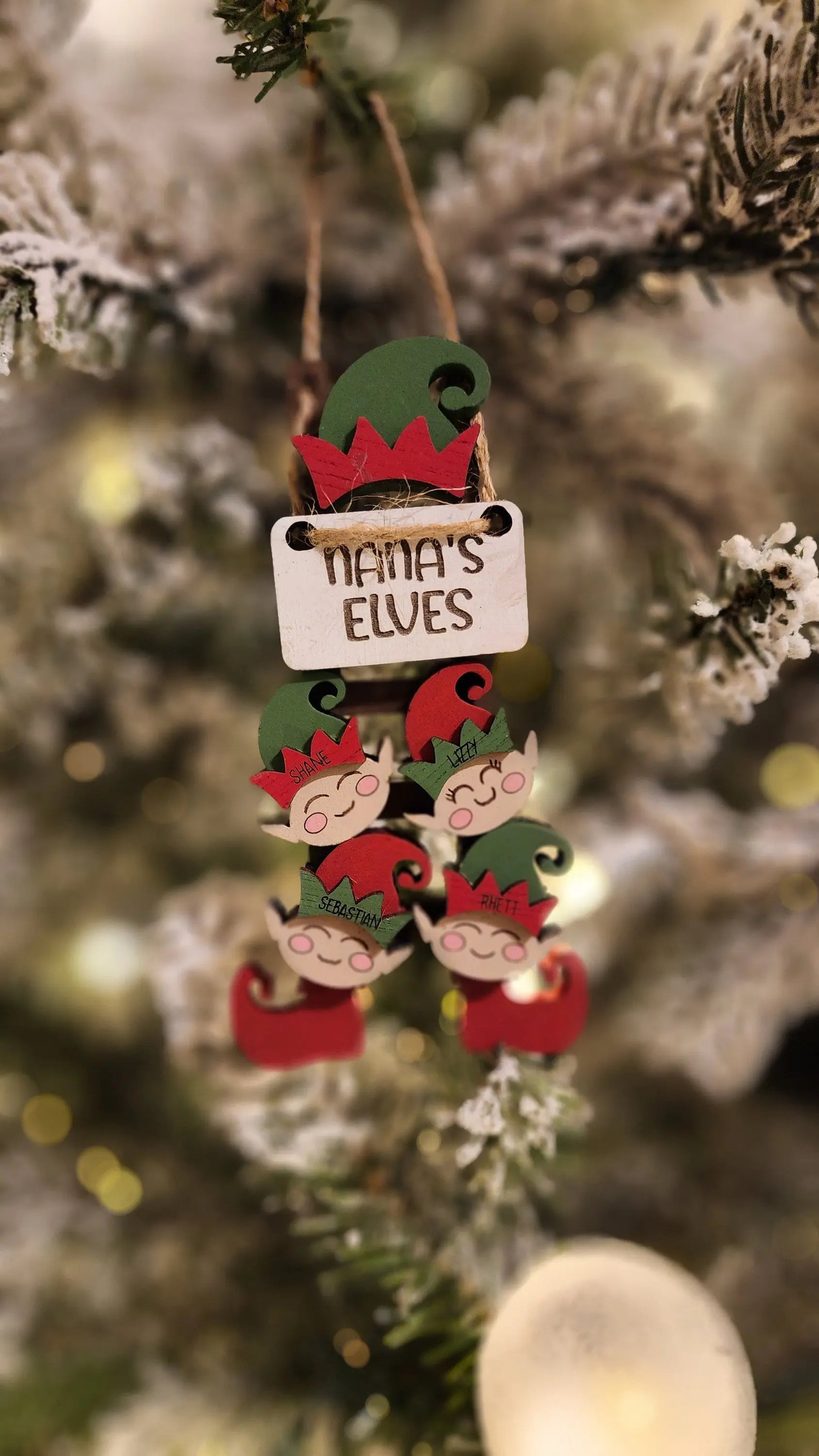 Nana's or Grandma's Elves | Personalized Ornament Woodsy What Knots