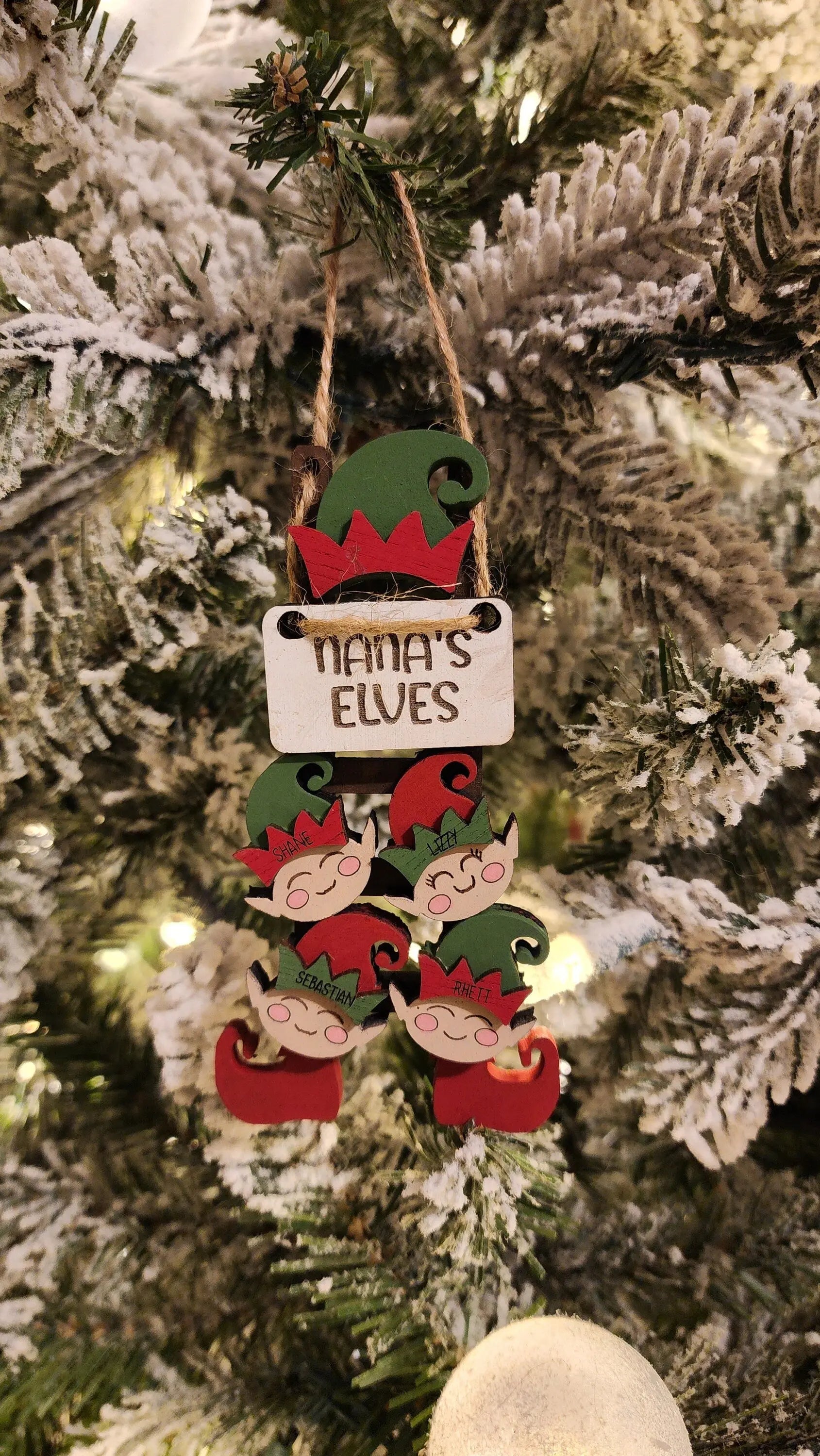 Nana's or Grandma's Elves | Personalized Ornament Woodsy What Knots