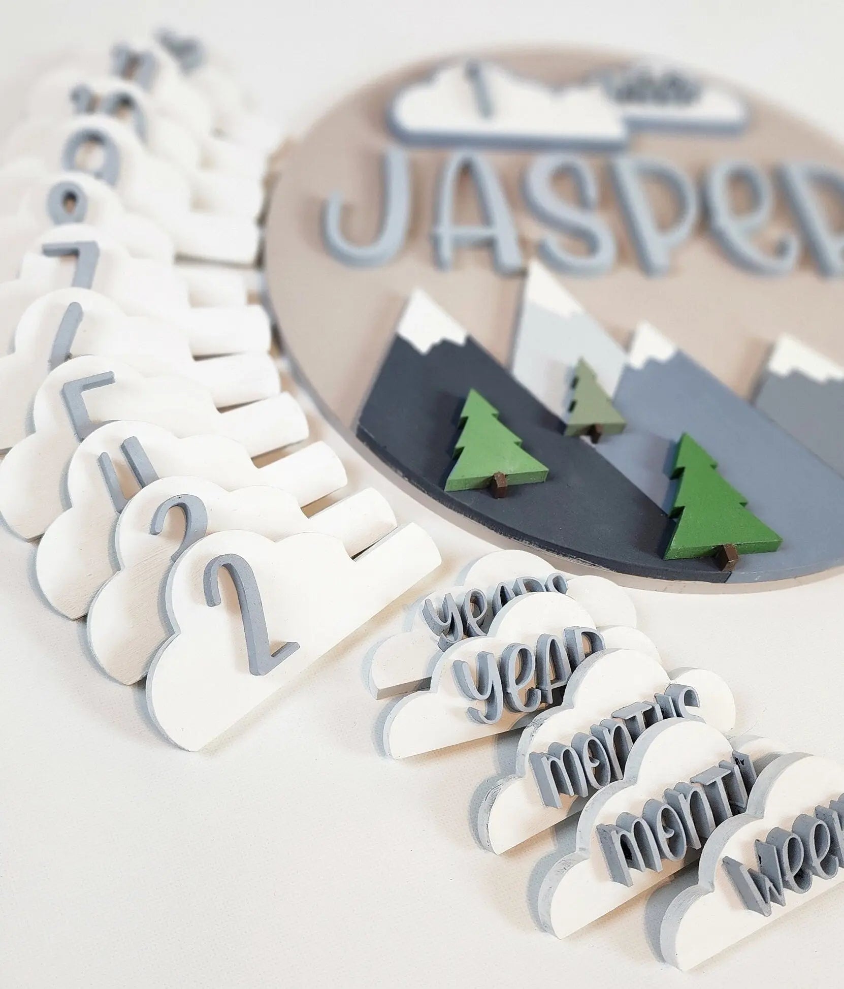 Newborn Milestone Sign with Mountain Theme Woodsy What Knots