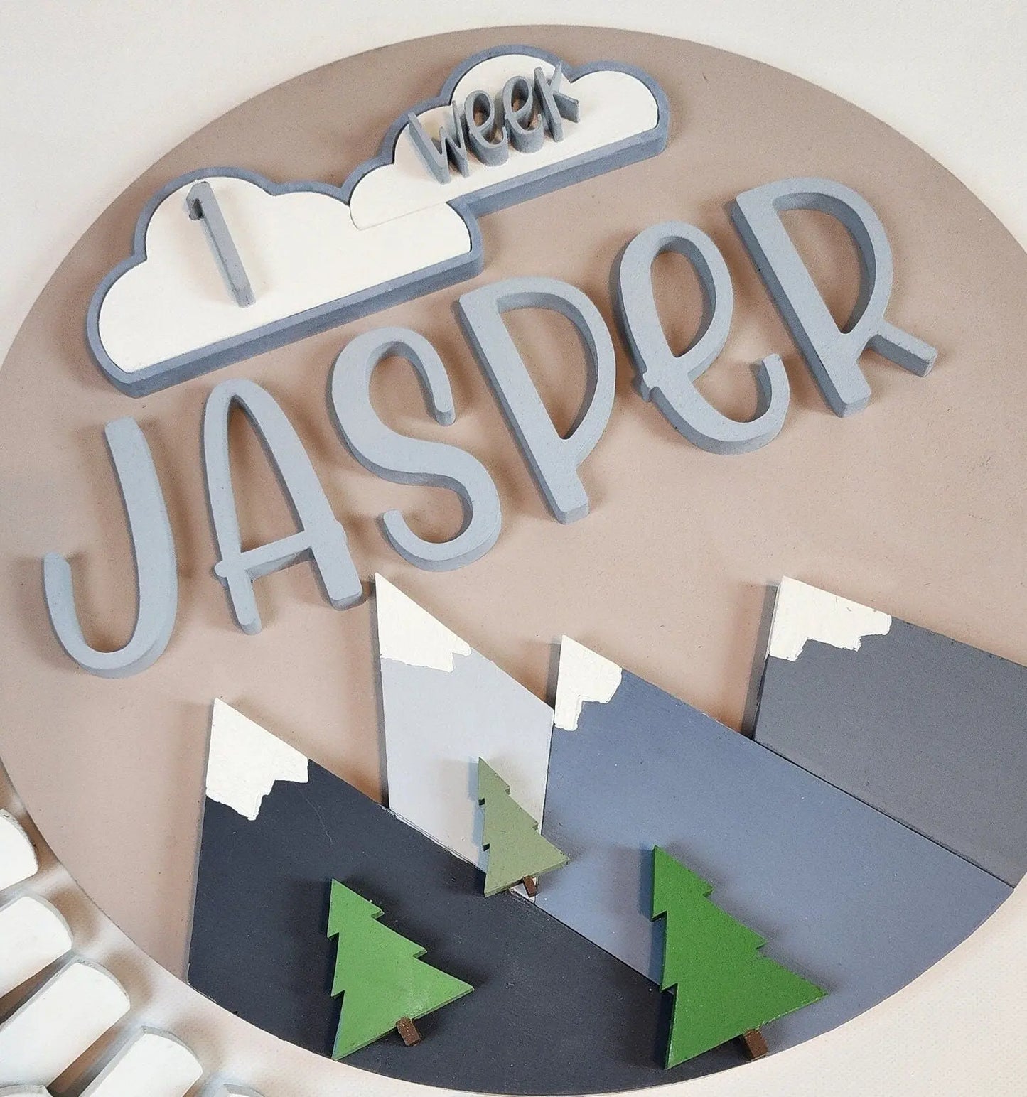 Newborn Milestone Sign with Mountain Theme Woodsy What Knots