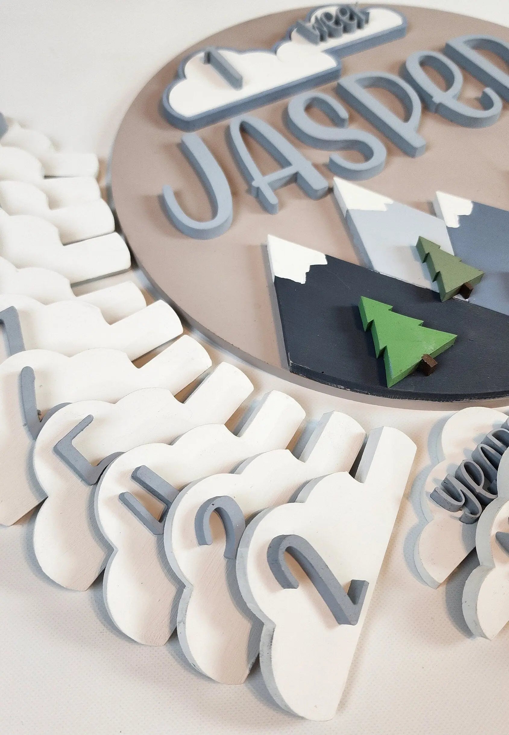 Newborn Milestone Sign with Mountain Theme Woodsy What Knots