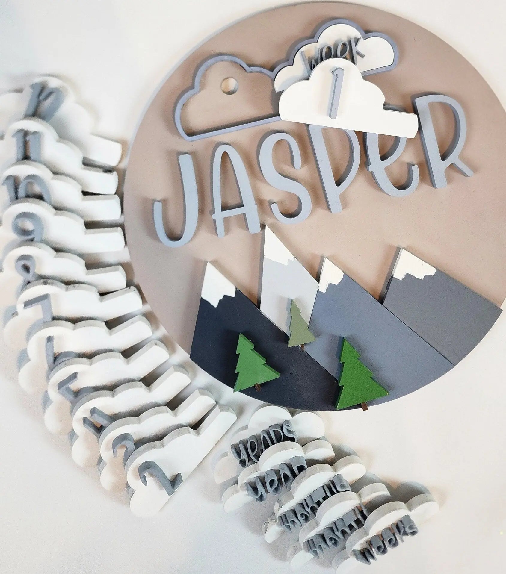 Newborn Milestone Sign with Mountain Theme Woodsy What Knots