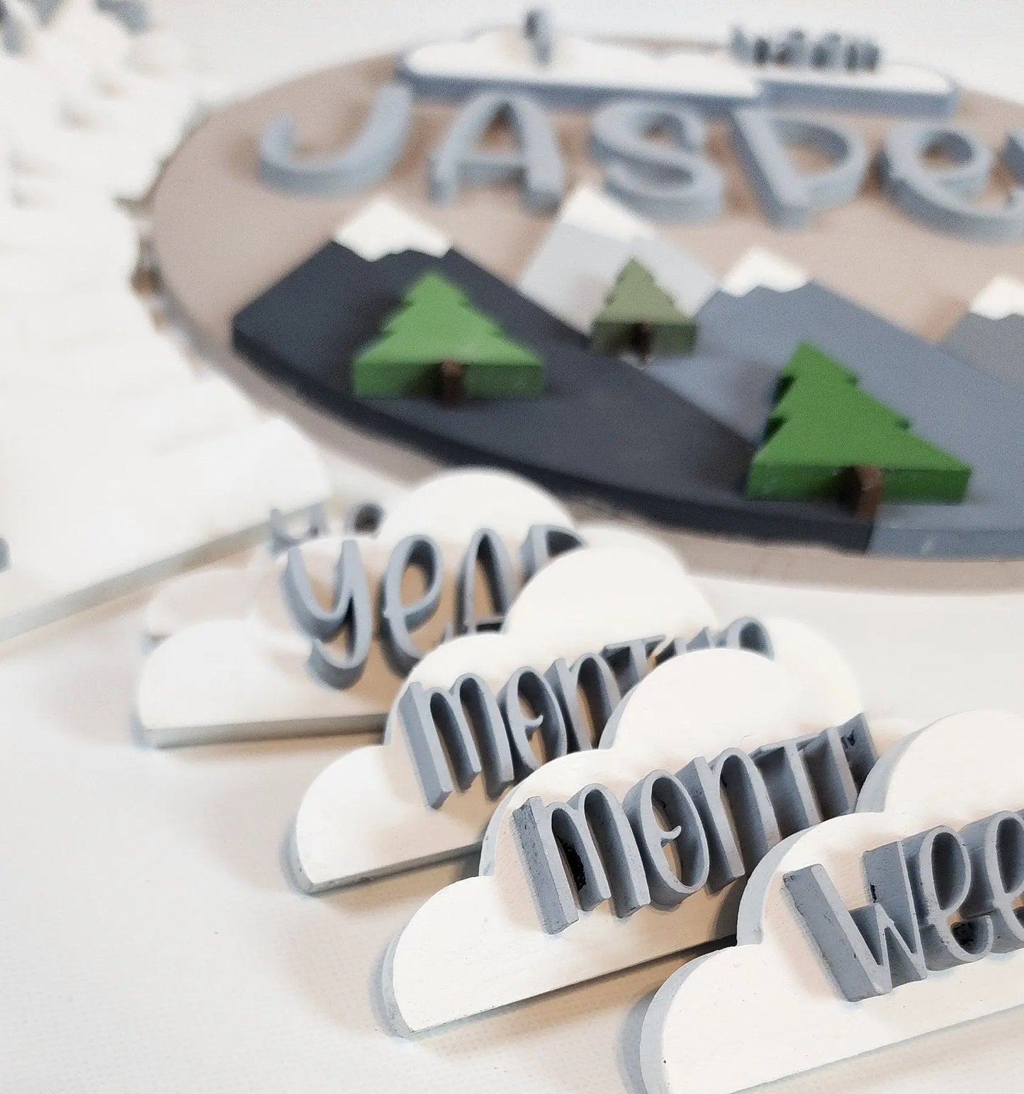 Newborn Milestone Sign with Mountain Theme Woodsy What Knots