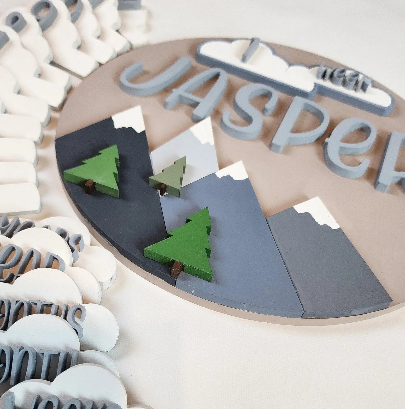 Newborn Milestone Sign with Mountain Theme Woodsy What Knots