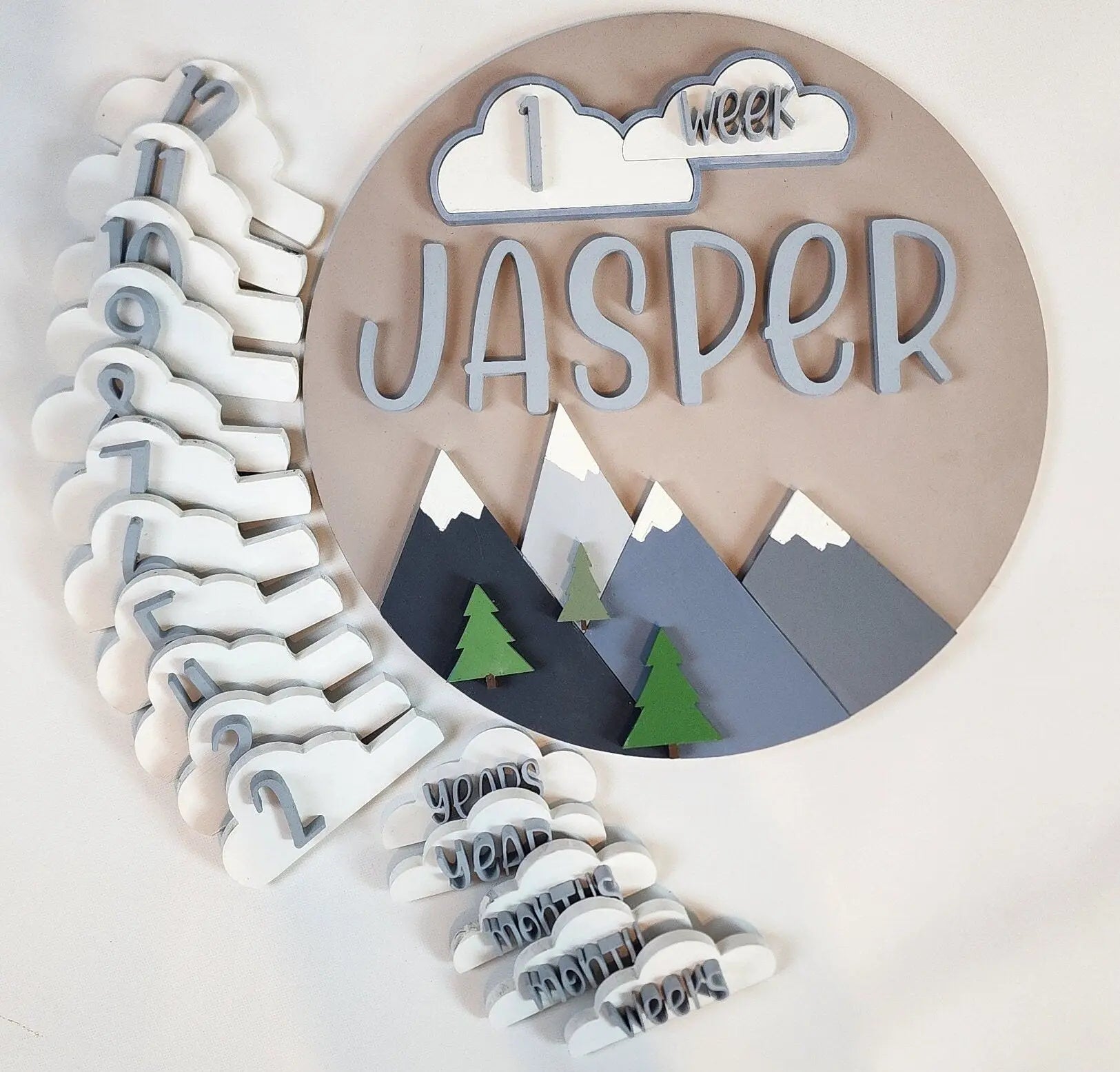 Newborn Milestone Sign with Mountain Theme Woodsy What Knots