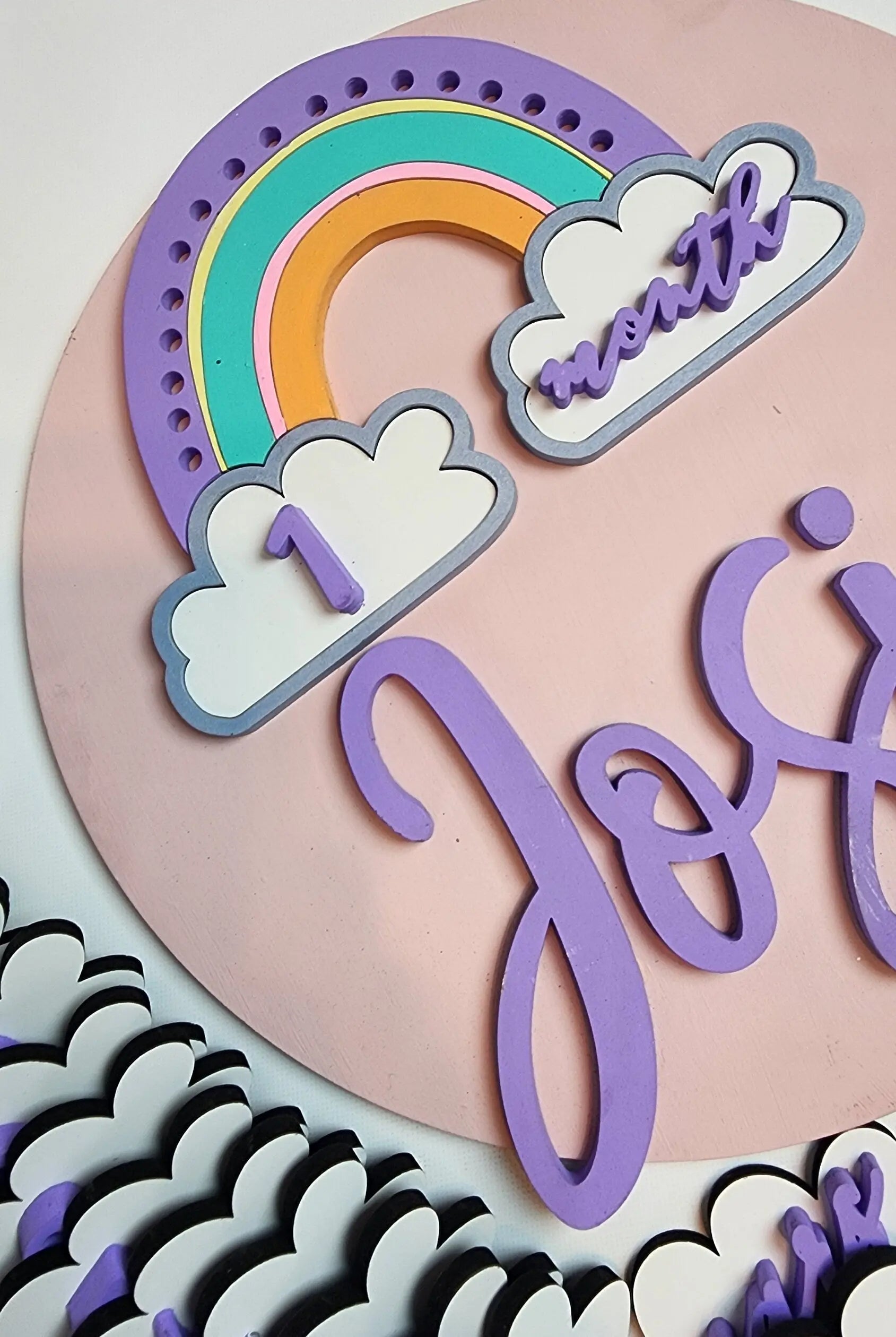 Pastel Rainbow Children's Milestone Sign Woodsy What Knots