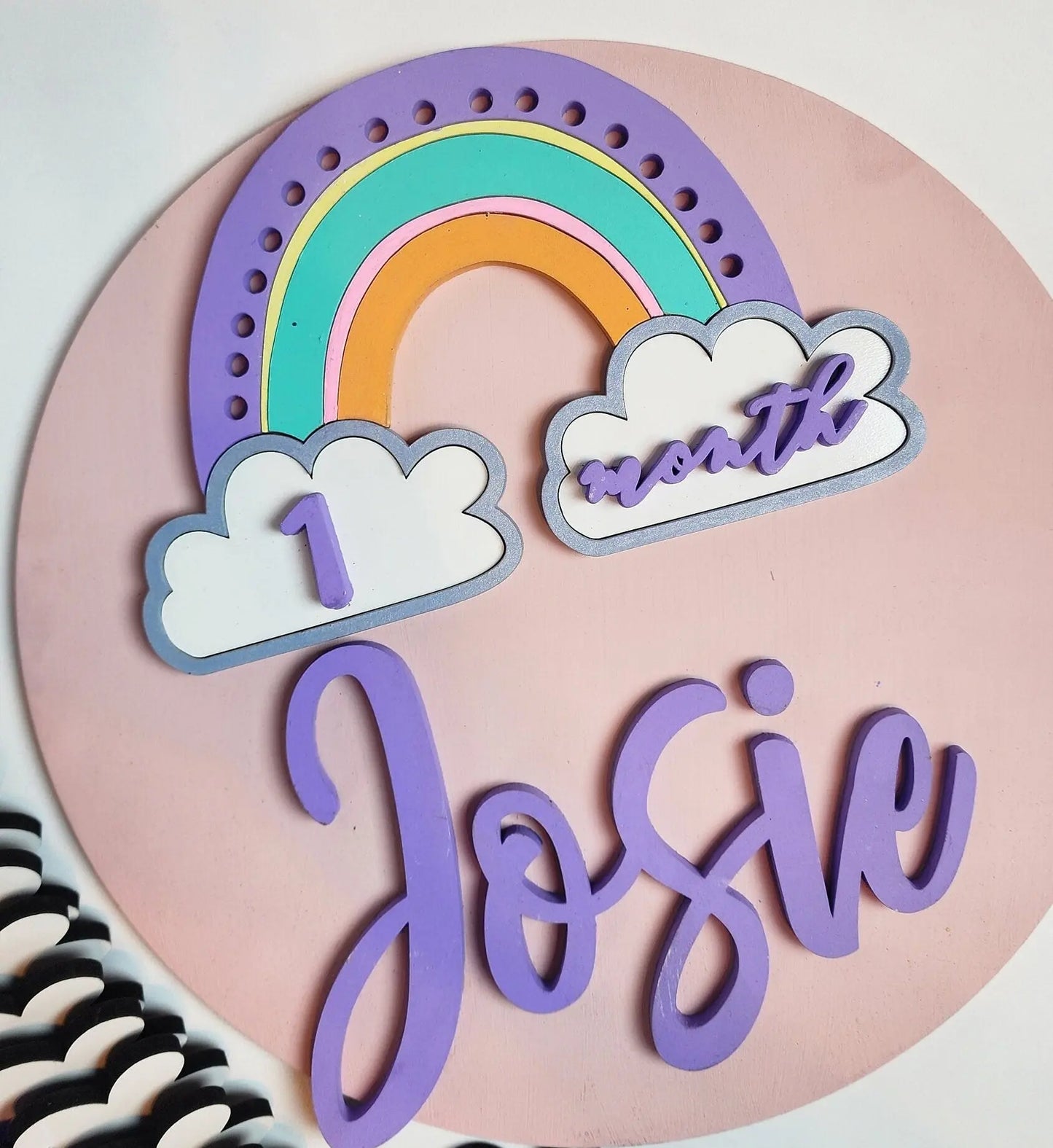 Pastel Rainbow Children's Milestone Sign Woodsy What Knots