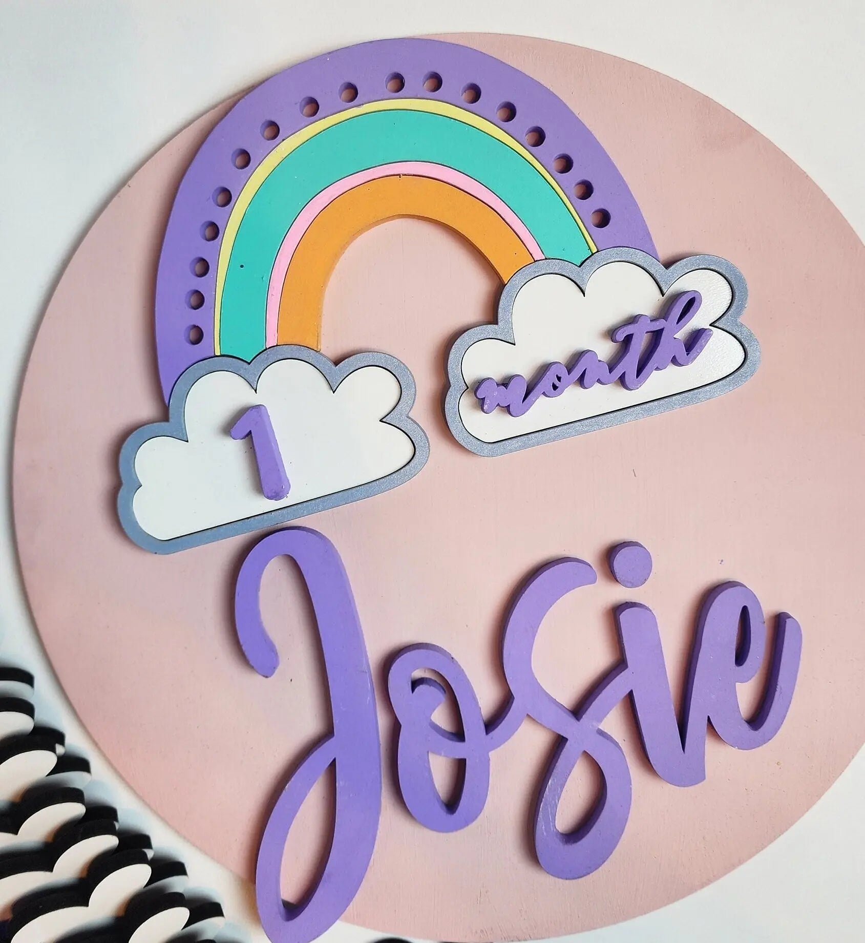 Pastel Rainbow Children's Milestone Sign Woodsy What Knots