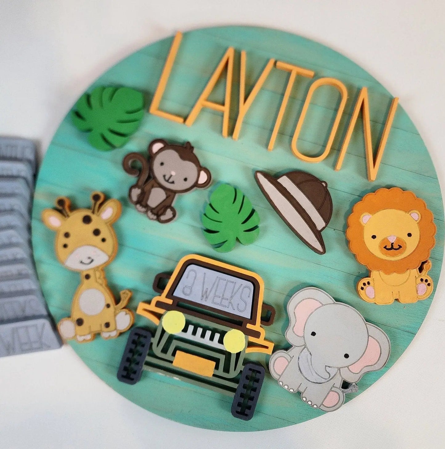Personalized Safari Newborn Milestone Sign| Woodsy What Knots