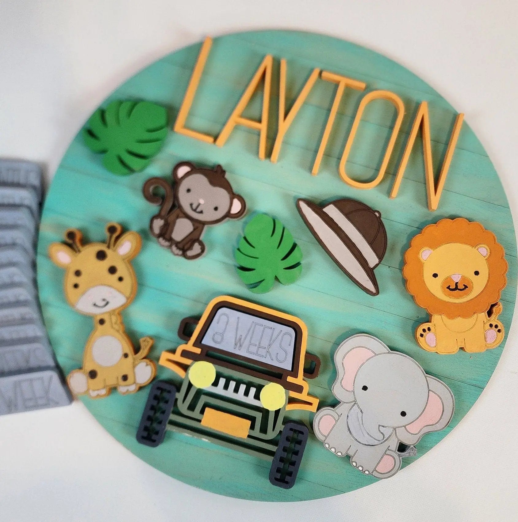 Personalized Safari Newborn Milestone Sign| Woodsy What Knots
