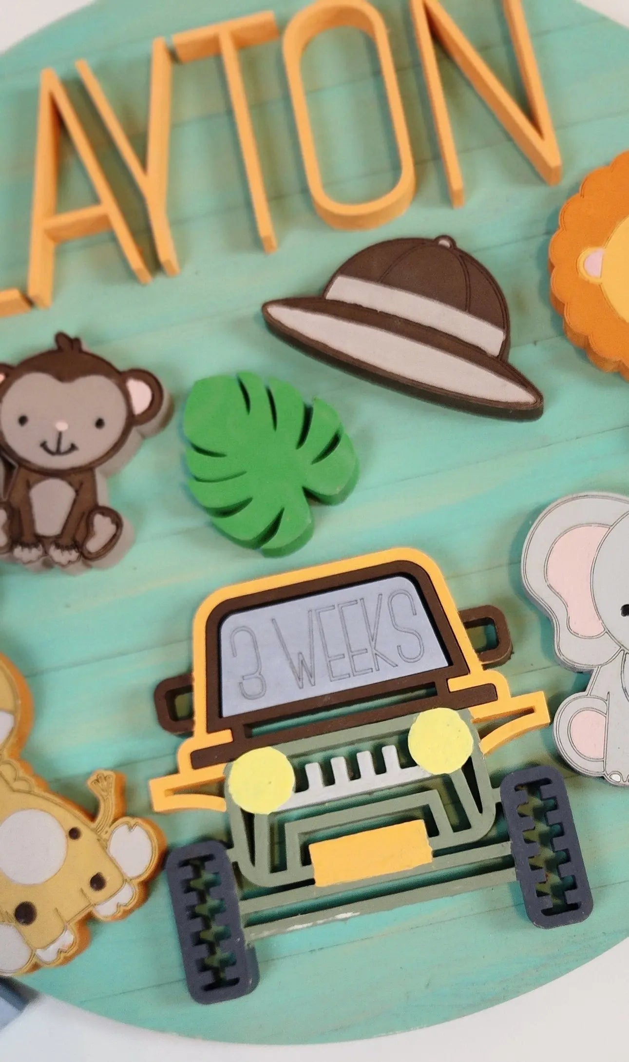 Personalized Safari Newborn Milestone Sign| Woodsy What Knots