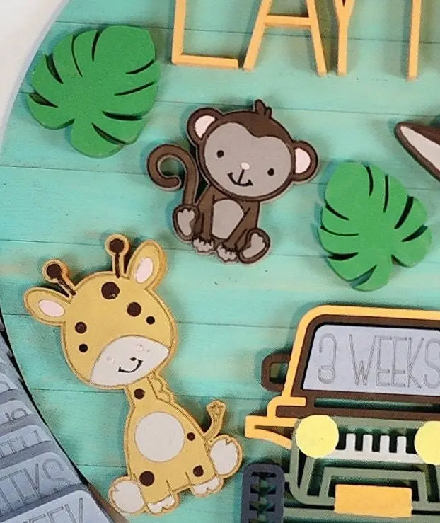 Personalized Safari Newborn Milestone Sign| Woodsy What Knots