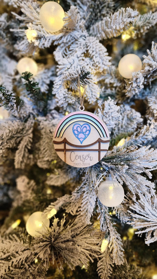 Pet Memorial Rainbow Bridge | Personalized Ornament Woodsy What Knots