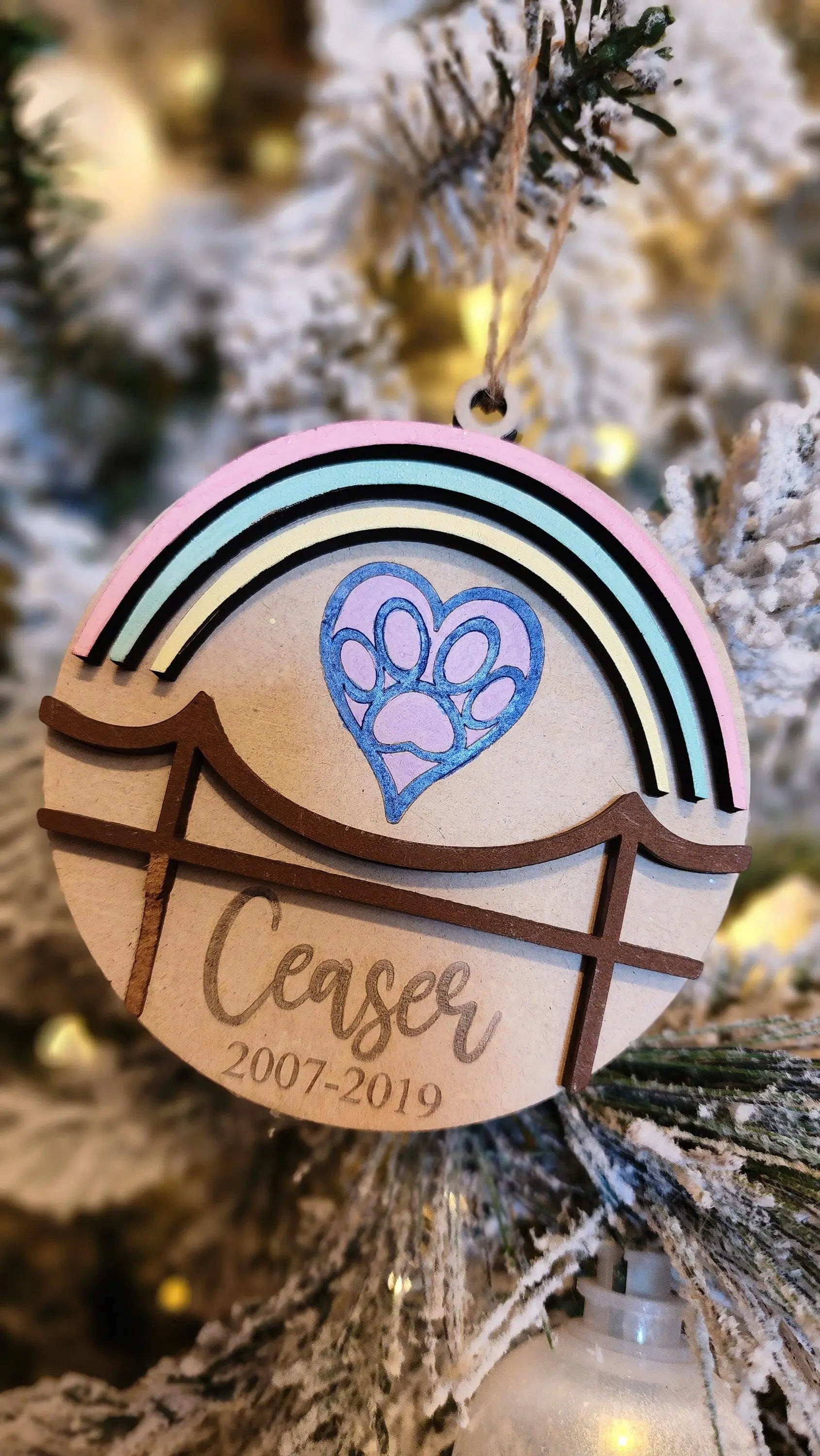 Pet Memorial Rainbow Bridge | Personalized Ornament Woodsy What Knots