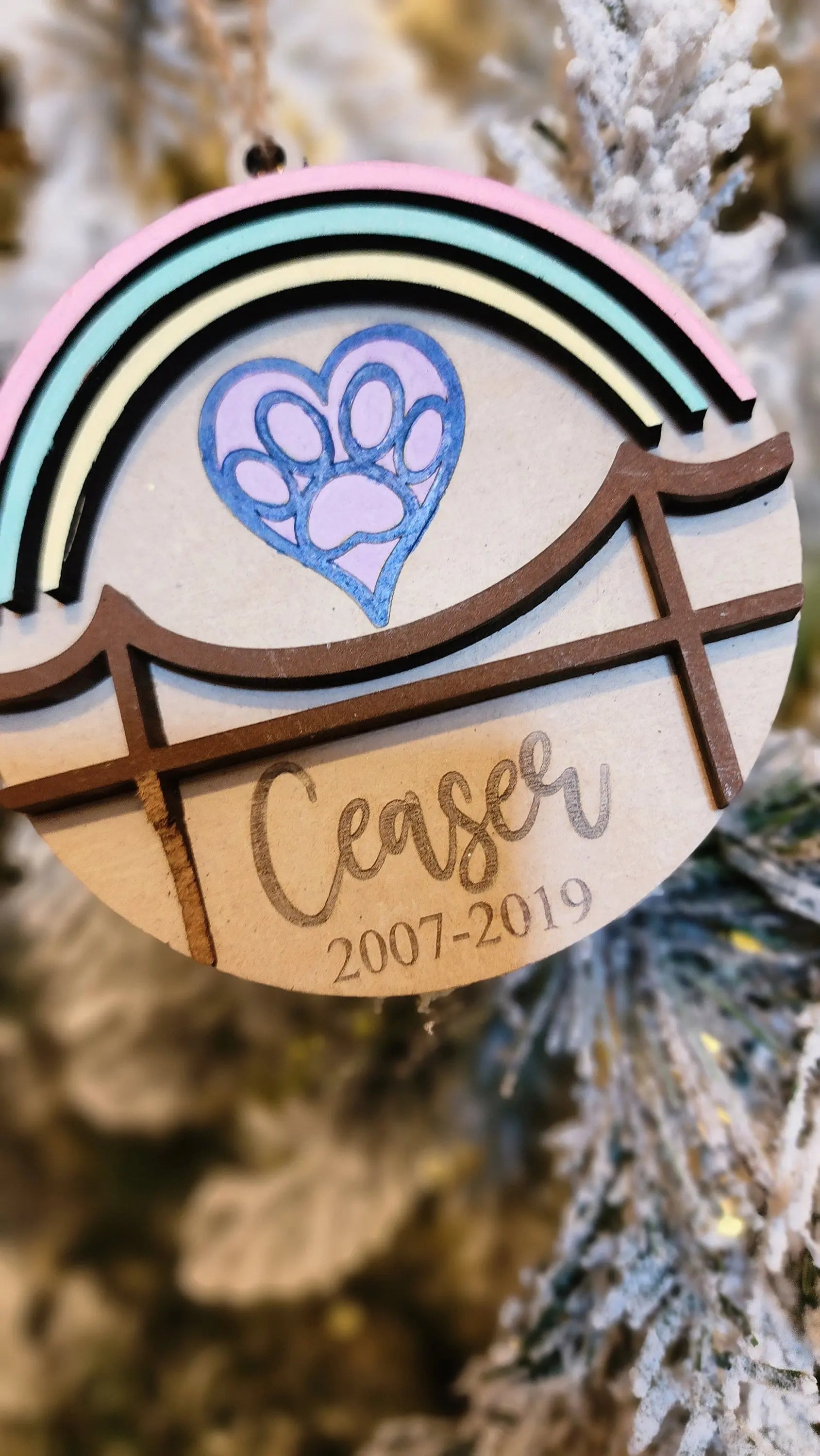 Pet Memorial Rainbow Bridge | Personalized Ornament Woodsy What Knots