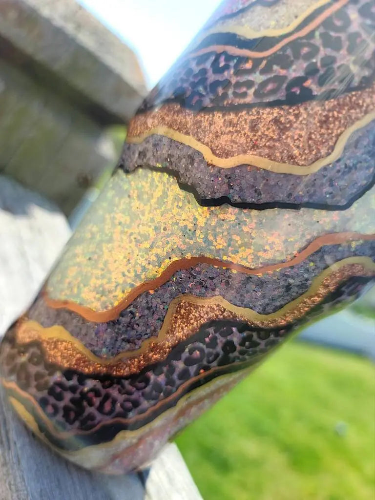 Pink, Black and Leopard Print Geode | Personalized Glitter Tumbler Woodsy What Knots