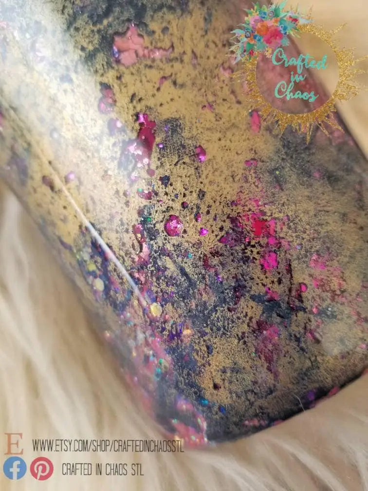 Pink,Navy and Gold Glitter Tumbler | Personalized Tumbler Woodsy What Knots
