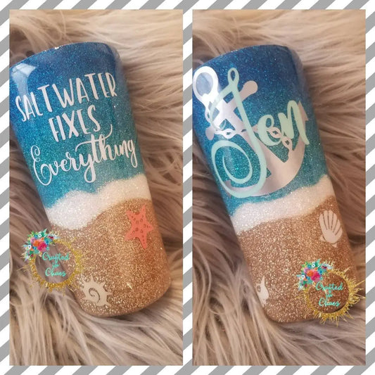 Saltwater Fixes Everything - |Personalized Beach Tumbler Woodsy What Knots