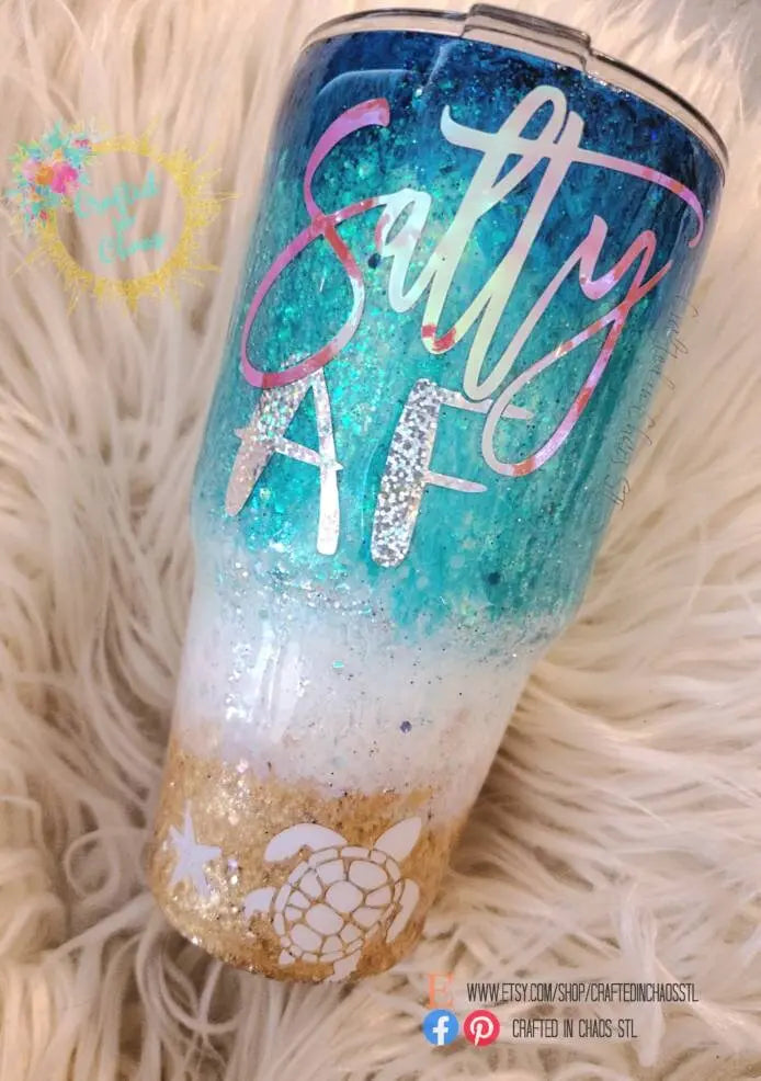 Salty AF  |  Personalized Beach Tumbler Woodsy What Knots