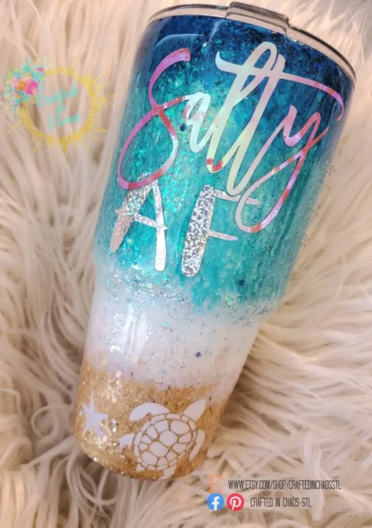 Salty AF  |  Personalized Beach Tumbler Woodsy What Knots