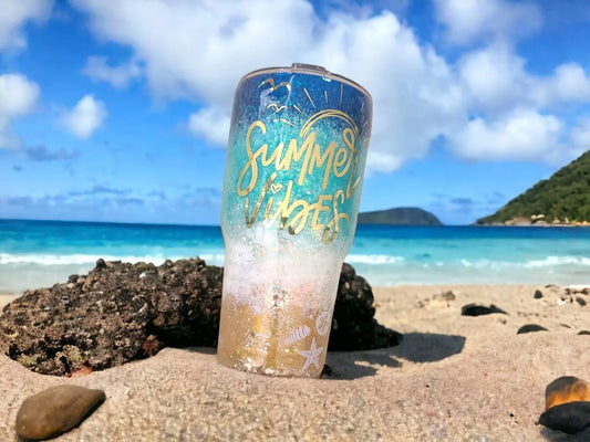 Summer Vibes | Personalized Beach Tumbler Woodsy What Knots