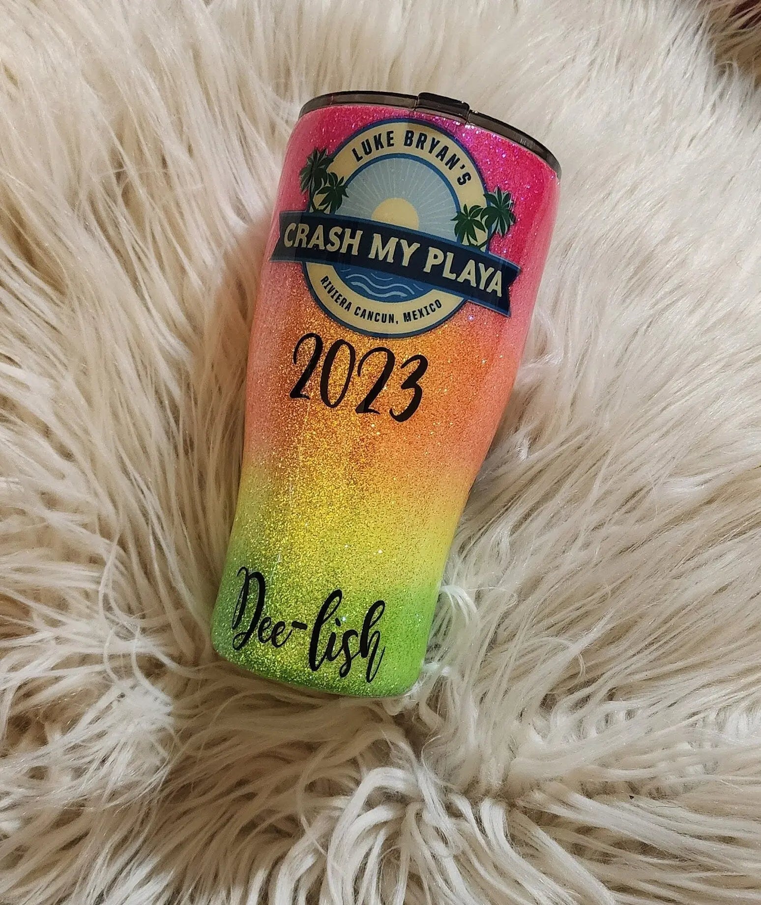 Sunrise Sunburn Sunset Repeat |  Personalized Glitter Tumbler Woodsy What Knots