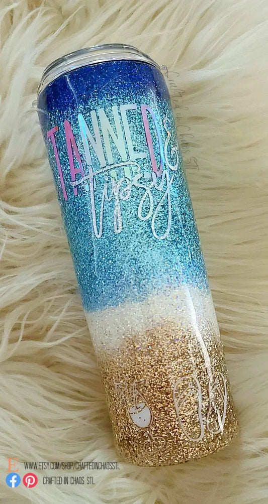 Tanned and Tipsy | Personalized Beach Tumbler Woodsy What Knots