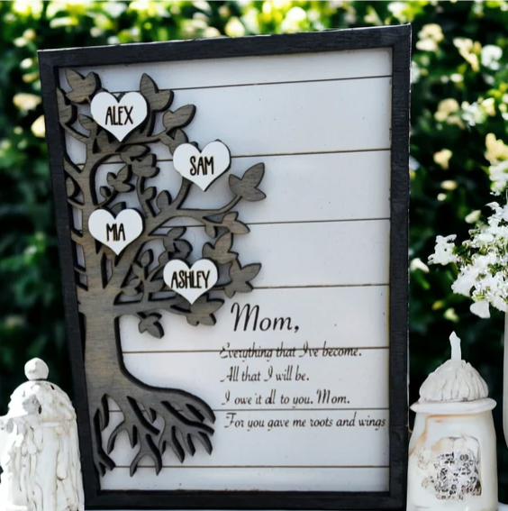 Personalized Family Tree Sign for Mom | Custom Children's Names | Mother's Day Gift - Main Product Image