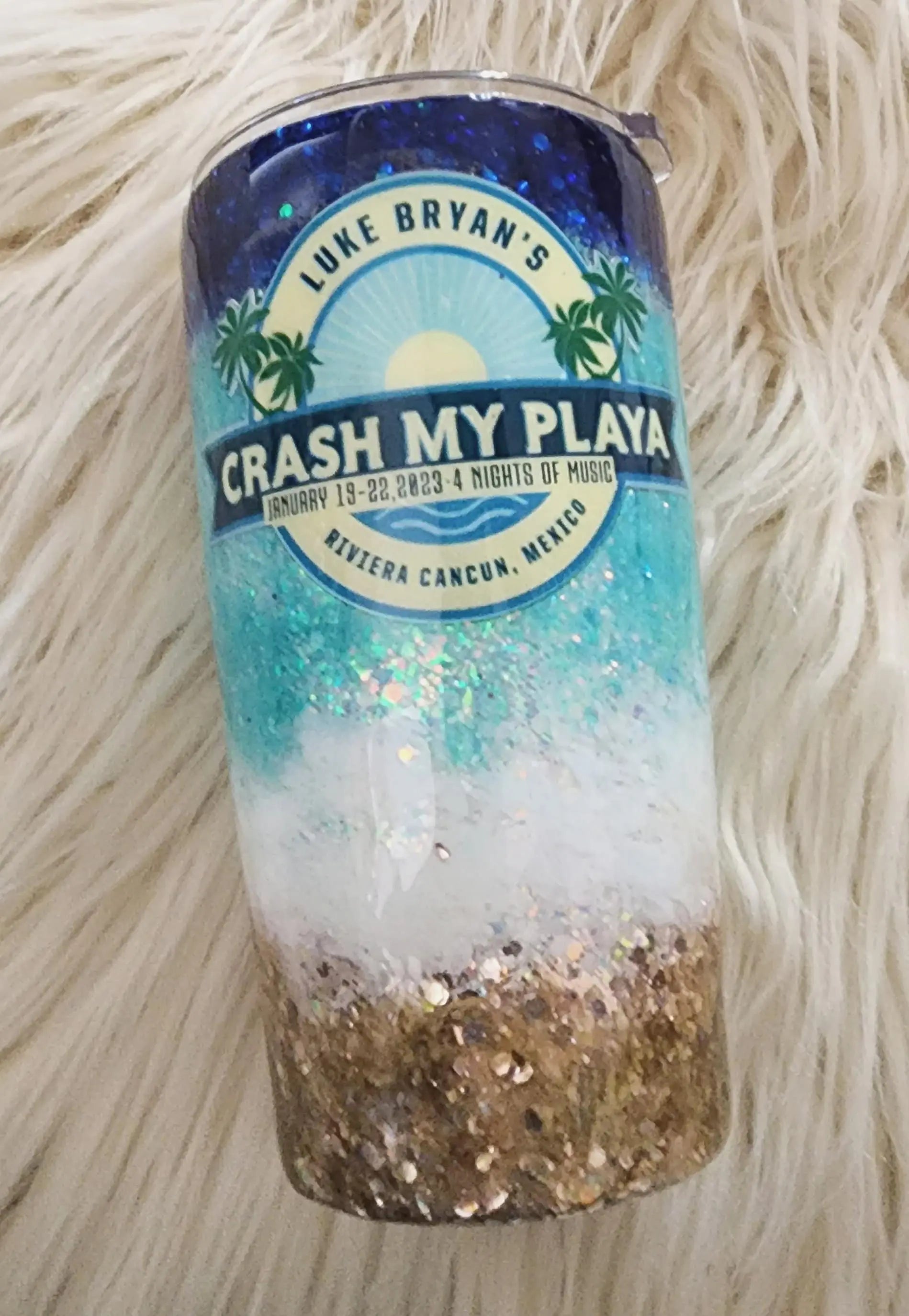 Crash My Playa Glitter Tumbler | Personalized Beach Tumbler Woodsy What Knots