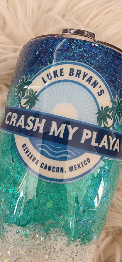 Crash My Playa Glitter Tumbler | Personalized Beach Tumbler Woodsy What Knots