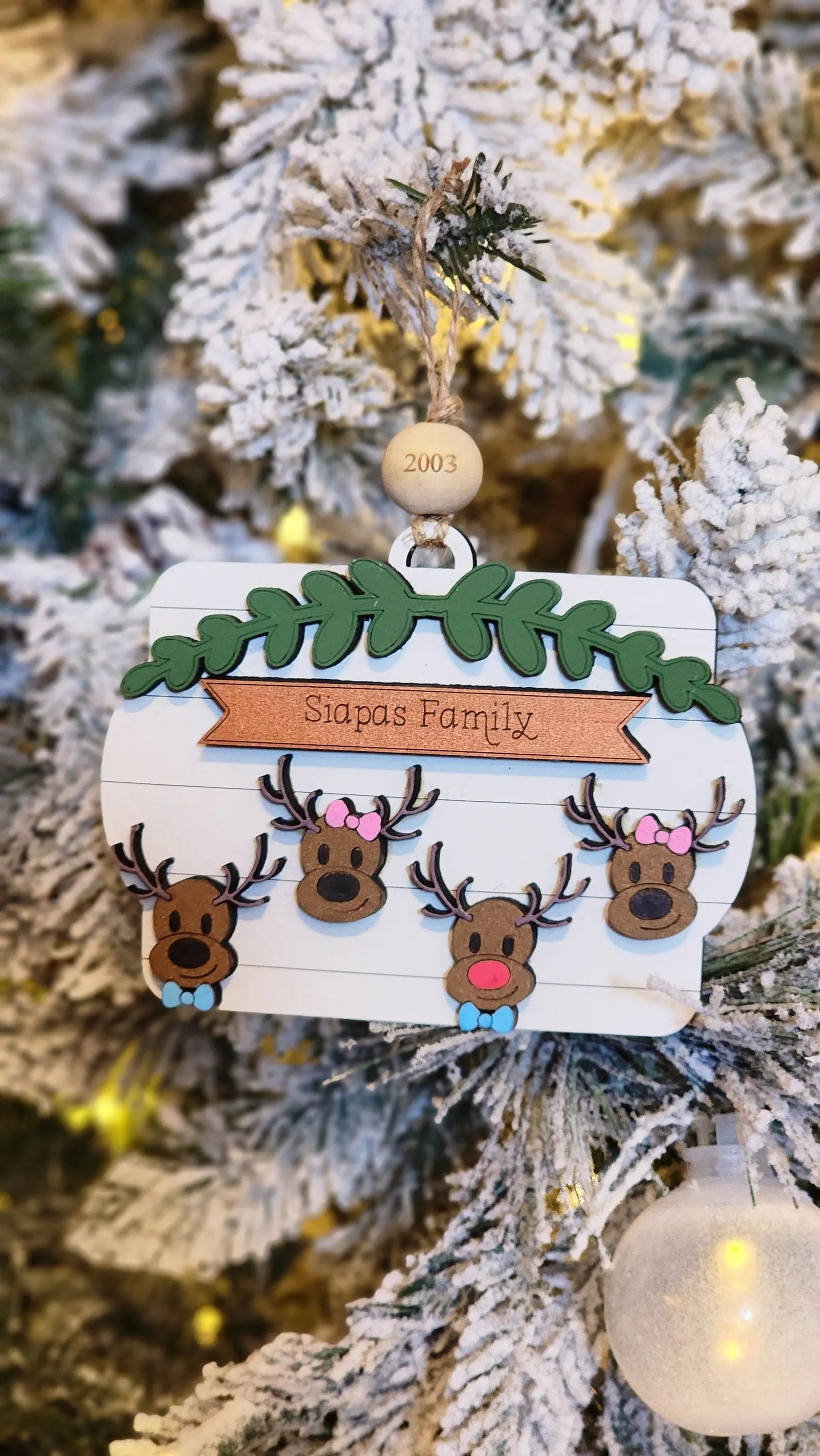 Family Reindeer | Personalized Ornament Woodsy What Knots